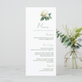 Menu Watercolor White Rose Elegant Botanical Wedding (Debout devant)