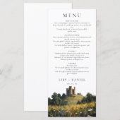 Menu Watercolor Wildflowers Floral Castle Wedding (Devant / Derrière)