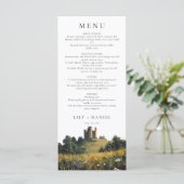 Menu Watercolor Wildflowers Floral Castle Wedding (Debout devant)