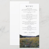 Menu Watercolor Wildflowers Floral Meadow Wedding (Devant / Derrière)