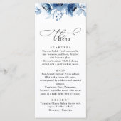 Menu Watercolour Blush Floral Dusty Blue Wedding (Devant)
