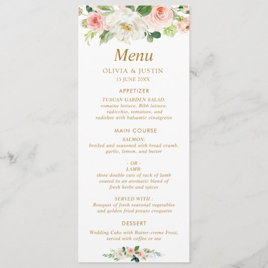 menu waterverf blozen bruiloft (Voorkant)