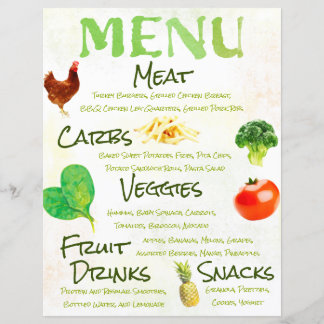 Menu waterverf fruit en Veggie