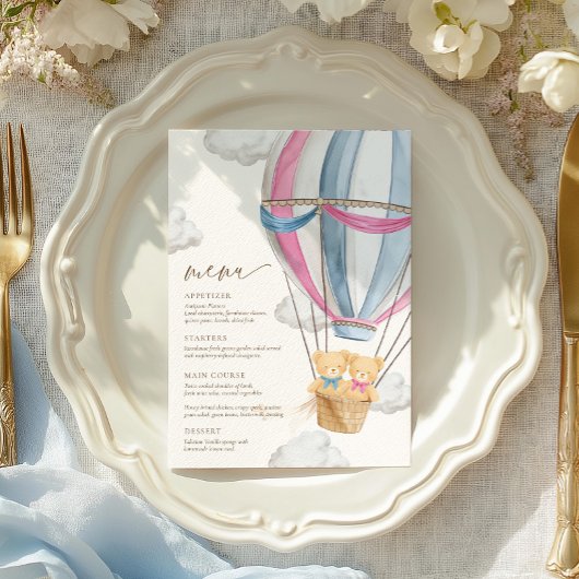 Menu We Can Bearly Wait Twins Baby Shower 