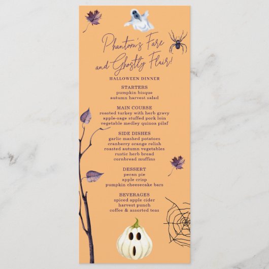 Menu WEB éffrayant CITROUILLE SPIDER AUTOMNE GHOST HALL (Devant)