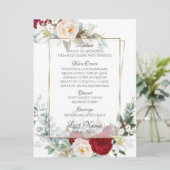 Menu Weddenschap | Bourgogne en ivory Peonies (Staand voorkant)