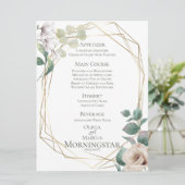 Menu Weddenschap | Ivory Peonies en Blush Magnolia Kaart (Staand voorkant)