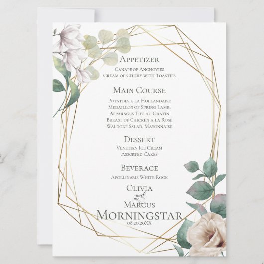 Menu Weddenschap | Ivory Peonies en Blush Magnolia Kaart (Voorkant)