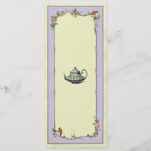 Menu Weddenschap-ontvangst Wonderland Teapot-kaart (Achterkant)