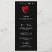 Menu Wedding Dinner and Bar Menu-Heart Shaped Red Roses (Devant)