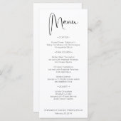 Menu Wedding shower de script moderne (Devant / Derrière)