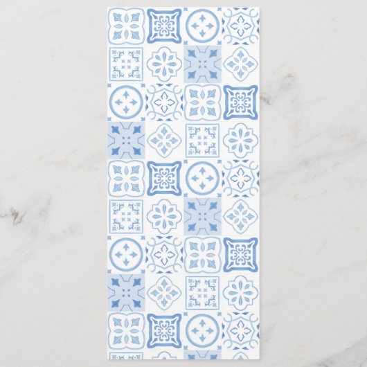 Menu Wedding shower tendance Citrons bleu clair à arête (Dos)