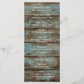 Menu western country bleu grange bois dentelle mariage (Dos)