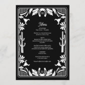 Menu Western Country Cowboy Rustique Mariage (Devant)