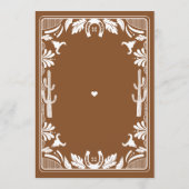 Menu Western Country Cowboy Rustique Mariage (Dos)