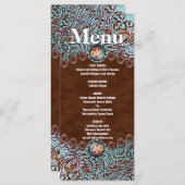 menu western cowboy brun turquoise mariage (Devant / Derrière)