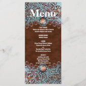menu western cowboy brun turquoise mariage (Devant)