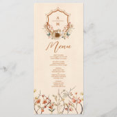 Menu Western Crest Country Bohemian Floral Mariage (Dos)