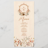 Menu Western Crest Country Bohemian Floral Mariage (Devant)