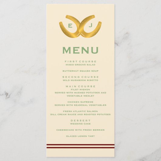 Menu Western Horseshoe Mariage (Devant)