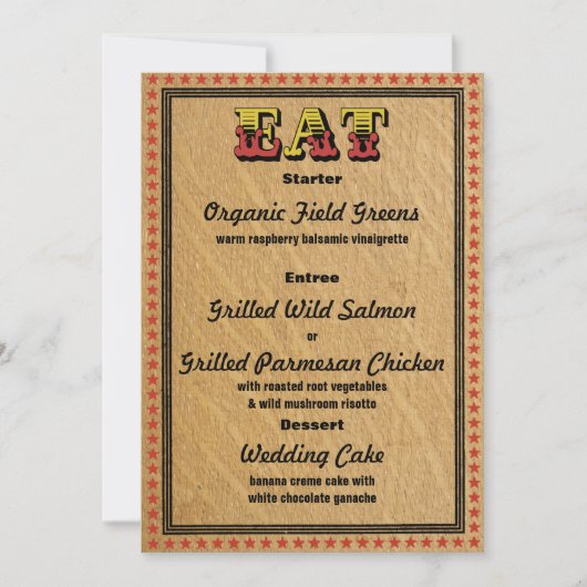 Menu westerne stijlontvangst partyDinner Kaart (Voorkant)