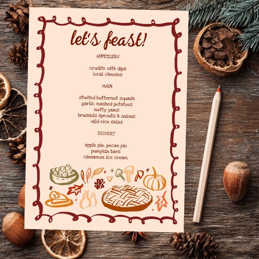 Menu Whimsgiving Vacances Thanksgiving Végétarien CUSTO