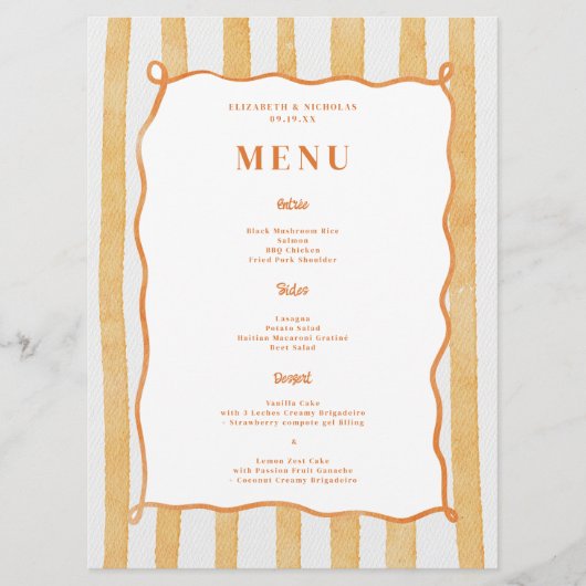 Menu Whimsical Amore & Aranci | Mariage (Devant)