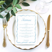 Menu Whimsical Bleu clair blanc Mariage de cadre vague