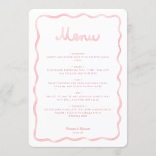 Menu Whimsical Blush rose blanc Mariage de cadre vague