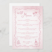 Menu Whimsical Blush rose main tiré Mariage alimentaire (Devant / Derrière)