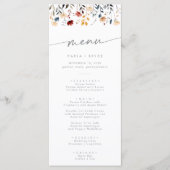 Menu Whimsical Boho Multicolor Wildflower Wedding (Devant)