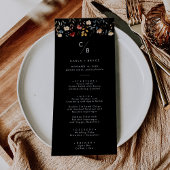Menu Whimsical Boho Wildflower Monogram Wedding