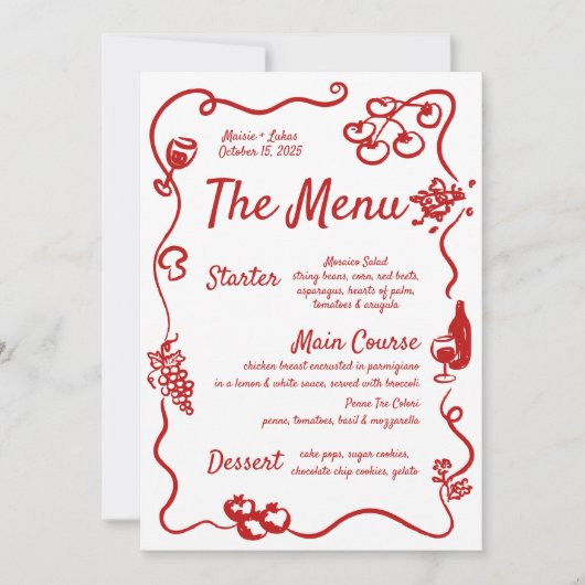 Menu Whimsical Bordure Wavy Illustré à la main (Devant)