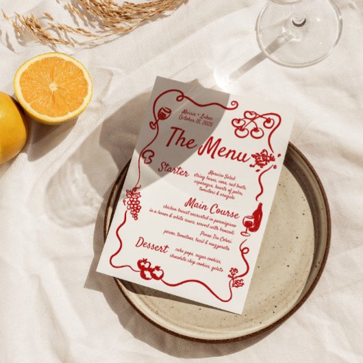 Menu Whimsical Bordure Wavy Illustré à la main