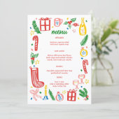 Menu Whimsical Christmas Holiday Party Cute Custom (Debout devant)
