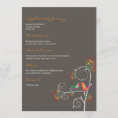 Menu Whimsical coloré baiser Mariage d'oiseaux d'été (Devant)