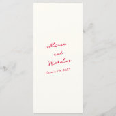 Menu Whimsical coloré manuscrit Mariage de script (Dos)