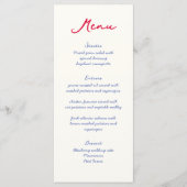 Menu Whimsical coloré manuscrit Mariage de script (Devant)