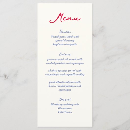Menu Whimsical coloré manuscrit Mariage de script (Devant)