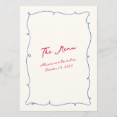 Menu Whimsical Colorful Wavy Border & Script Mariage (Dos)