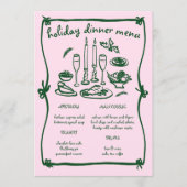 Menu Whimsical Girly Christmas Holiday Dinner Party (Devant)