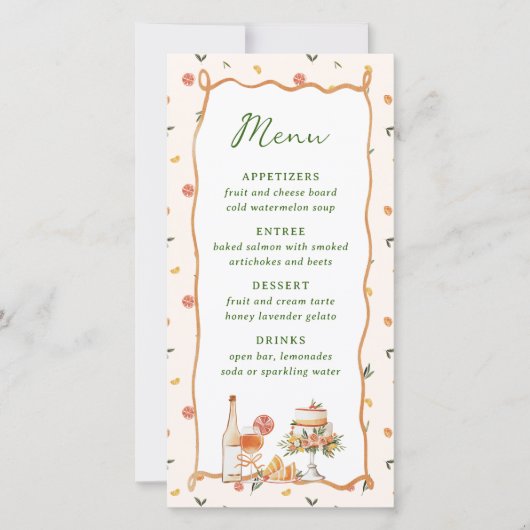 Menu Whimsical Italien Citrus Mariage (Devant)