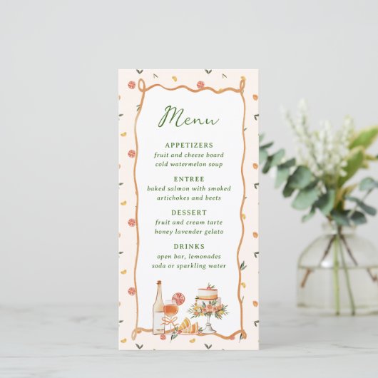 Menu Whimsical Italien Citrus Mariage (Debout devant)