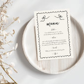 Menu Whimsical Jouer main rétro tiré Mariage français