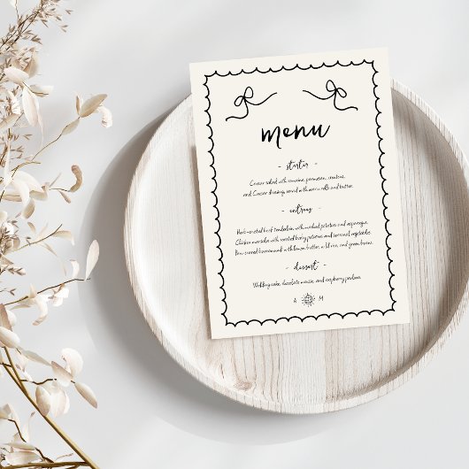 Menu Whimsical Jouer main rétro tiré Mariage français