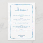 Menu Whimsical Light Bleu Blanc Simple Mariage de cadre (Devant)