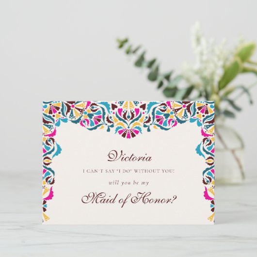 Menu Whimsical Luxury ivoire Floral Style Mariage front (Debout devant)