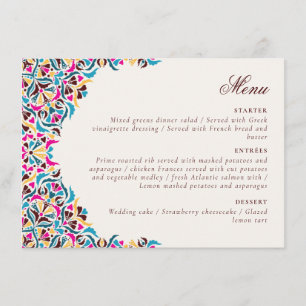 Menu Whimsical Luxury ivoire Floral Style Mariage front