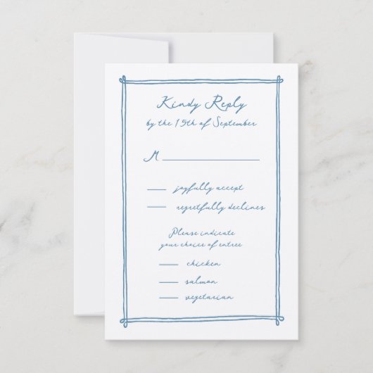 Menu Whimsical Main Drawn Option Wedding rsvp (Devant)