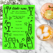 Menu Whimsical NEW YEAR Party Cocktail Drinks Custom